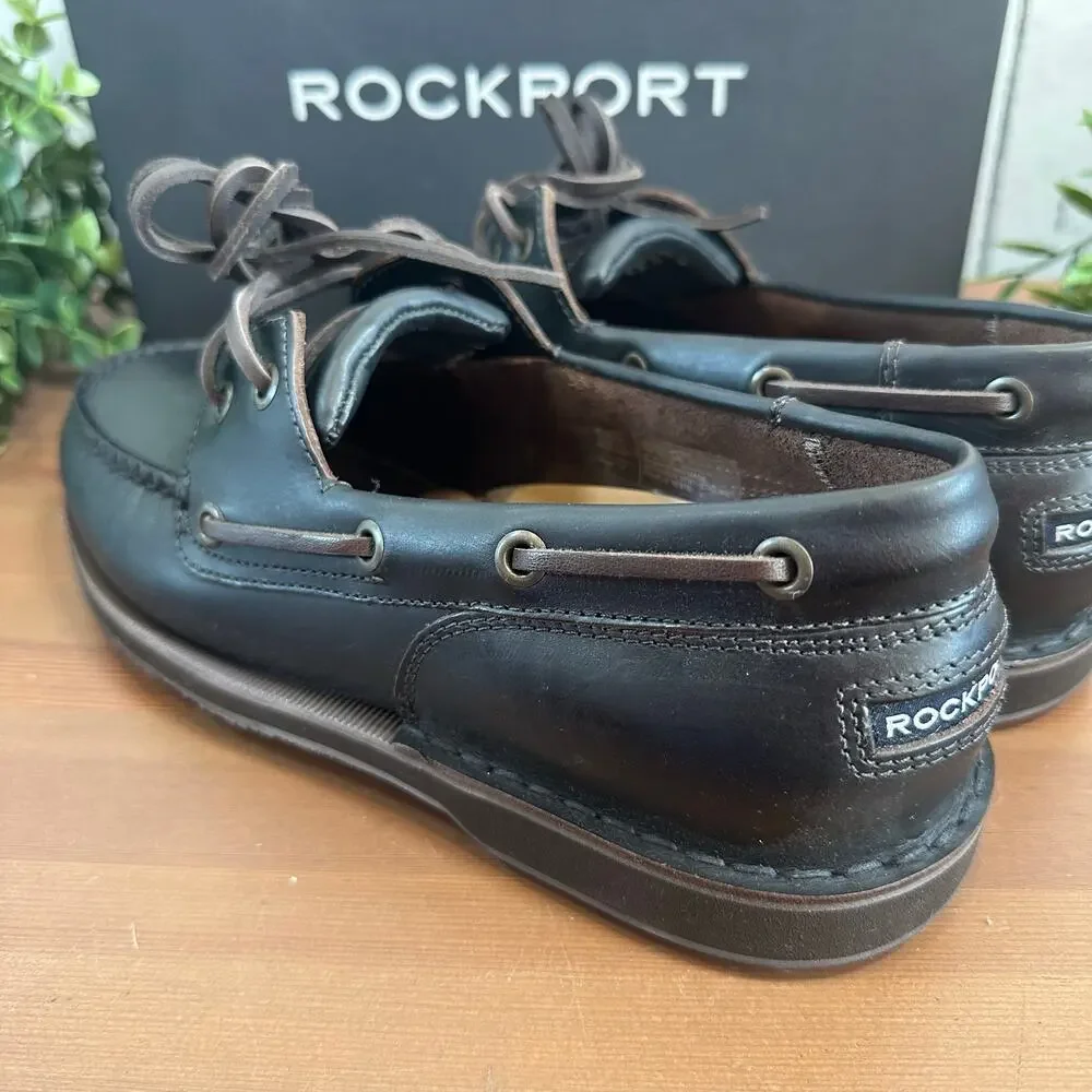 Rockport Men's Perth‎ Dark Brown Boat Shoes Size 6 Extra Wide